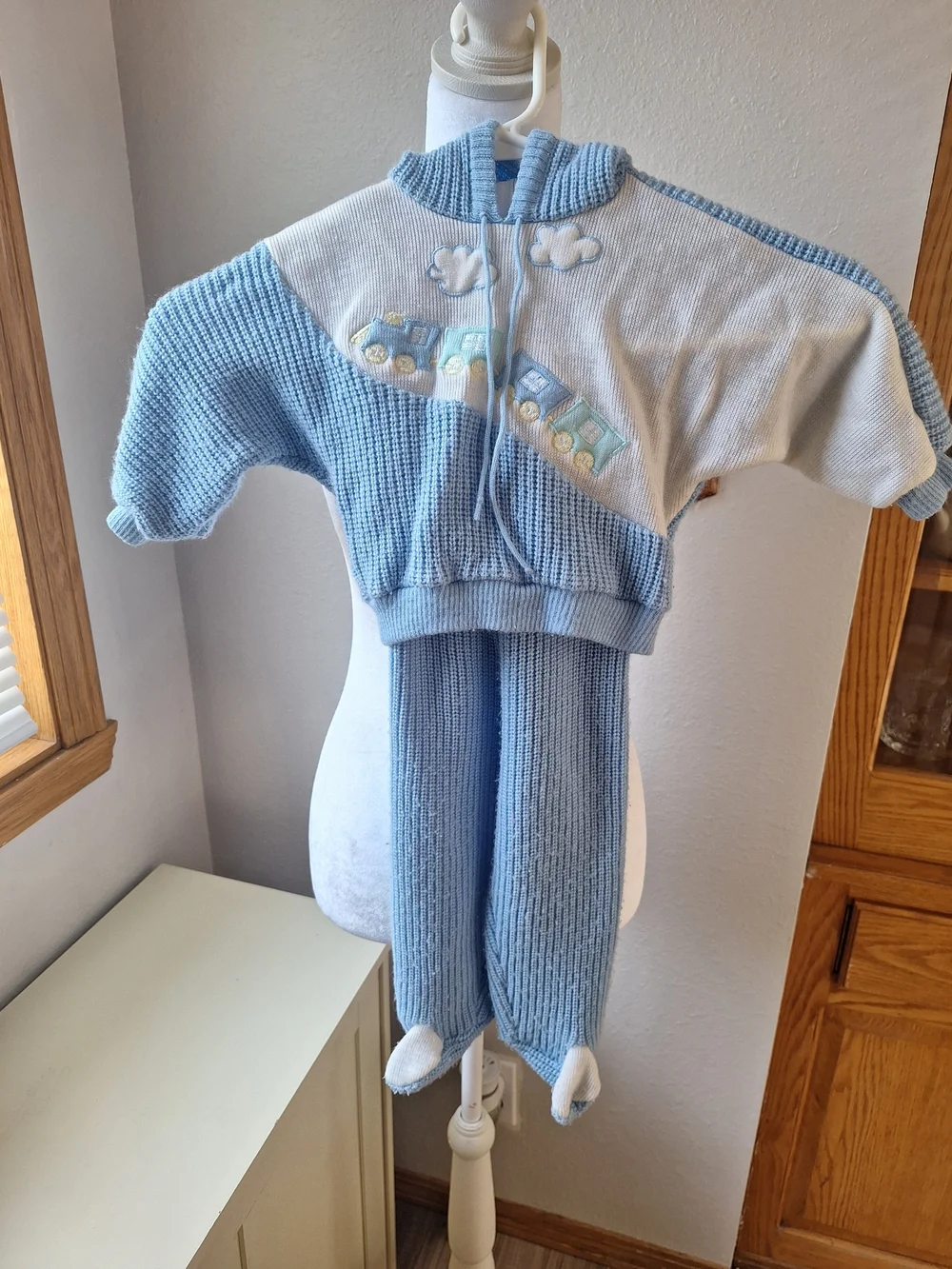 Carriage Boutique Blue and White Kids Matching Knit Set